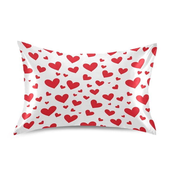 Ryvnso Satin Pillowcase Red Hearts Pillow Cases Standard Size 26x20in