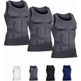 thumbnail image 1 of Mens Slimming Body Shaper Vest Compression Tank Tops Shirts Workout Abs Abdomen Undershirts 3pcs, 1 of 5