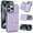 Purple, variant on Wallet Case with Card Holder for iPhone 15 Pro, 360° Rotation Ring Kickstand Magnetic Clasp and Durable Shockproof Cover