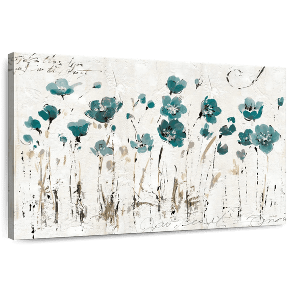 Elephant Stock Abstract Balance Vi Blue Wall Art - Horizontal Canvas Wall Art - Living Room Wall Decor - Abstract Canvas - Gray And Teal Decor By Lisa Audit - 12" x 8"