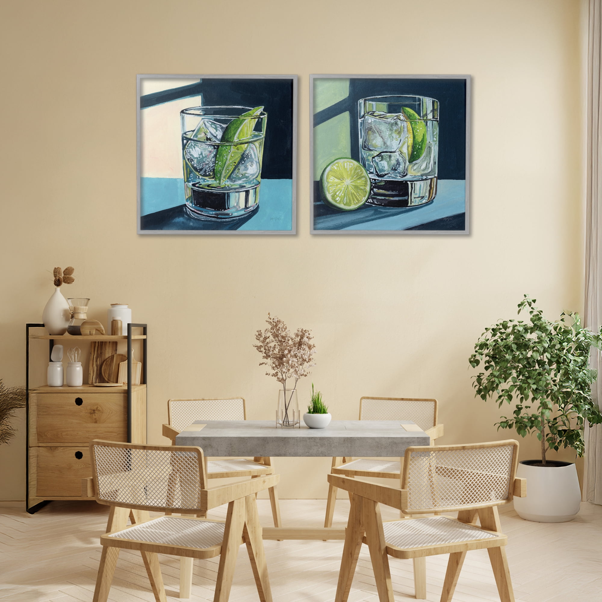 Stupell Industries Strong Gin Tonic Cocktail 2 Piece Gray Framed Giclee Art Set, design by Kate Jarvik Birch