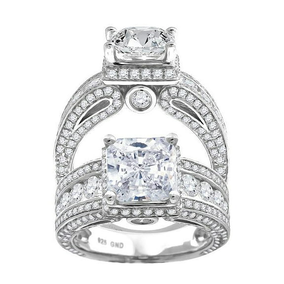 925 Sterling Silver Womens Cubic Zirconia Engagement Ring Size 9