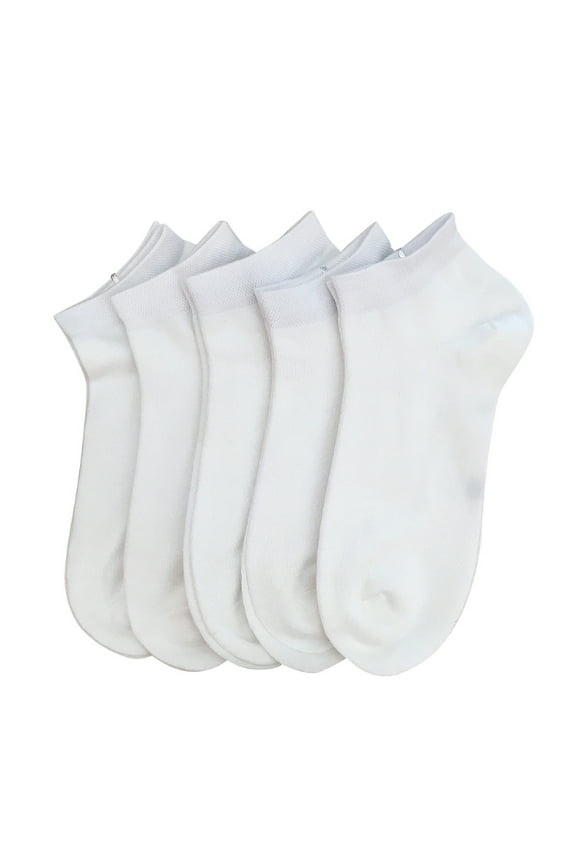 Women's Bamboo Socks Ankle Socks Thin, Comfortable, Lightweight, and Breathable Socks - 5 Pairs (White, Medium)