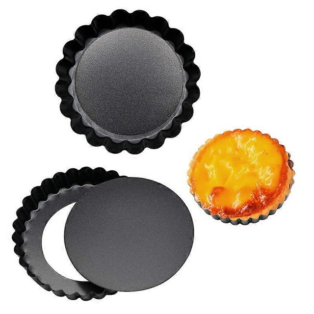 Cake tin, tart tin with liftable bottom, non-stick quiche tin small round (4 pcs), pie tin, carbon steel tart tin (9.8 cm)