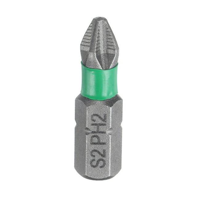 #2 Punta de destornillador de impacto Phillips antideslizante PH2 vástago hexagonal de 1/4" 1" (25mm) bits de taladro de cabeza cruzada magnetizada de acero S2, herramientas eléctricas, gris/verde
