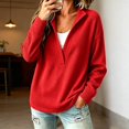 thumbnail image 4 of Comdrip Women's Long Sleeve Classic V Neck Pullover Sweater Casual Loose Fall Winter Knitted Fashion Formal Daily Wear Red L, 4 of 7