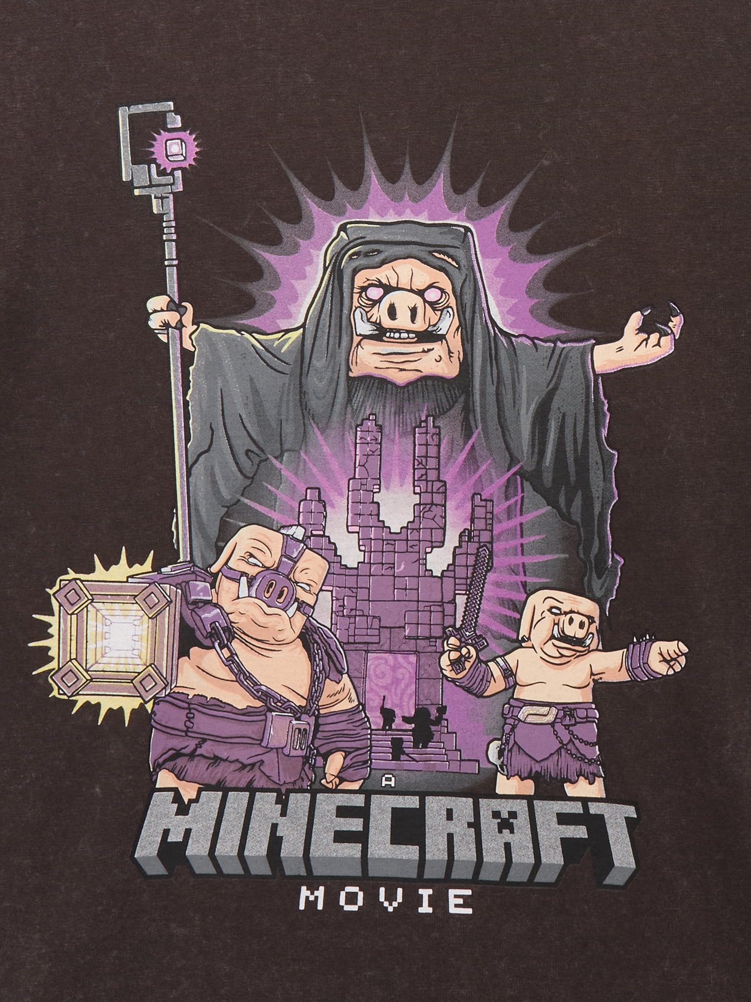 Minecraft Little & Big Boys Glow in the Dark Piglin King Graphic Tee, Sizes XS-2XL