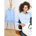 thumbnail image 6 of Tapata Womens Bodysuit Blouse Button Down One-Piece Long Sleeve Solid Office Work Shirt Casual Tops, 6 of 6