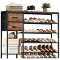 thumbnail image 5 of BGTREND 5-Tier Shoe Rack with Wooden Top and 2 Fabric Drawers, 16-21Pairs Shoe Storage Organizer with Boots Storage, Wide Shoe Stand for Entryway Hallway Closet(37.4''L, Rustic Brown), 5 of 7