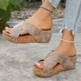 thumbnail image 2 of TrendOFT Sandales pour Femmes à Bout Plateforme pour Tenue Décontractée Confortables à Enfiler Chaussures à Talon Compensé Parfaites avec Shorts Pantalons Jeans Printemps Été Automne Sandales Plates pour Femmes Beige 40, 2 of 9