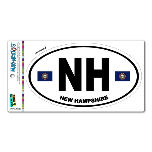 New Hampshire State Flag - NH Euro Oval MAG-NEATO'S(TM) Car/Refrigerator Magnet