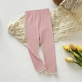 thumbnail image 3 of GYRATEDREAM Toddler Baby Girls Leggings Footless Lace Trim Tight Ribbed Knit Bottom Pants Tight Stockings for Girls, 3 of 6