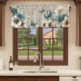 thumbnail image 6 of 2 Pack Valances for Window, Teal Tulip Butterfly Short Curtains for Kitchen Bedroom Living Room, Beige Turquoise Floral Vintage Rustic Rod Pocket Small Window Treatment Valance Drapes 54 x 18 Inch, 6 of 8