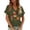 7#Army Green, variant on DPTALR Mardi Gras Women's Print V-neck Short Sleeved Casual T-shirt,Navy,Size M