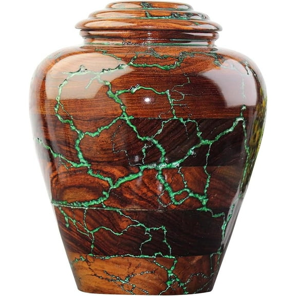 Rosewood Cremation Urn for Ashes, Wooden and Resin Urn for Human and Pet Ashes Lichtenberg Keepsake Urn Ashes (Large)