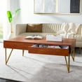 thumbnail image 3 of SAFAVIEH Pine Modern Solid Two-Drawer Coffee Table, Natural/Gold, 3 of 12