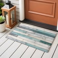 thumbnail image 5 of Turquoise Grey Wooden Large Area Rugs for Bedroom Living Room, Soft Non Slip Carpet Bedside Rug, Farmhouse Teal Wood Rectangular Floor Cover Kitchen Accent Rug 2'x3' for Dining Room/Office, 5 of 9