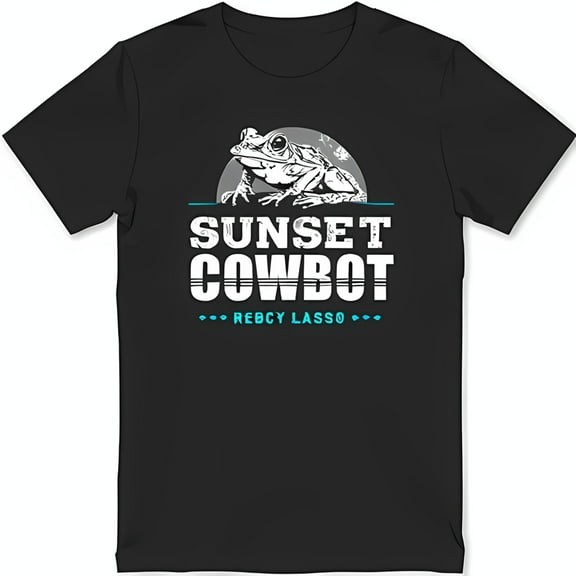 Black T-Shirt with on Moon Graphic & 'Sunset Cowbot' Promo