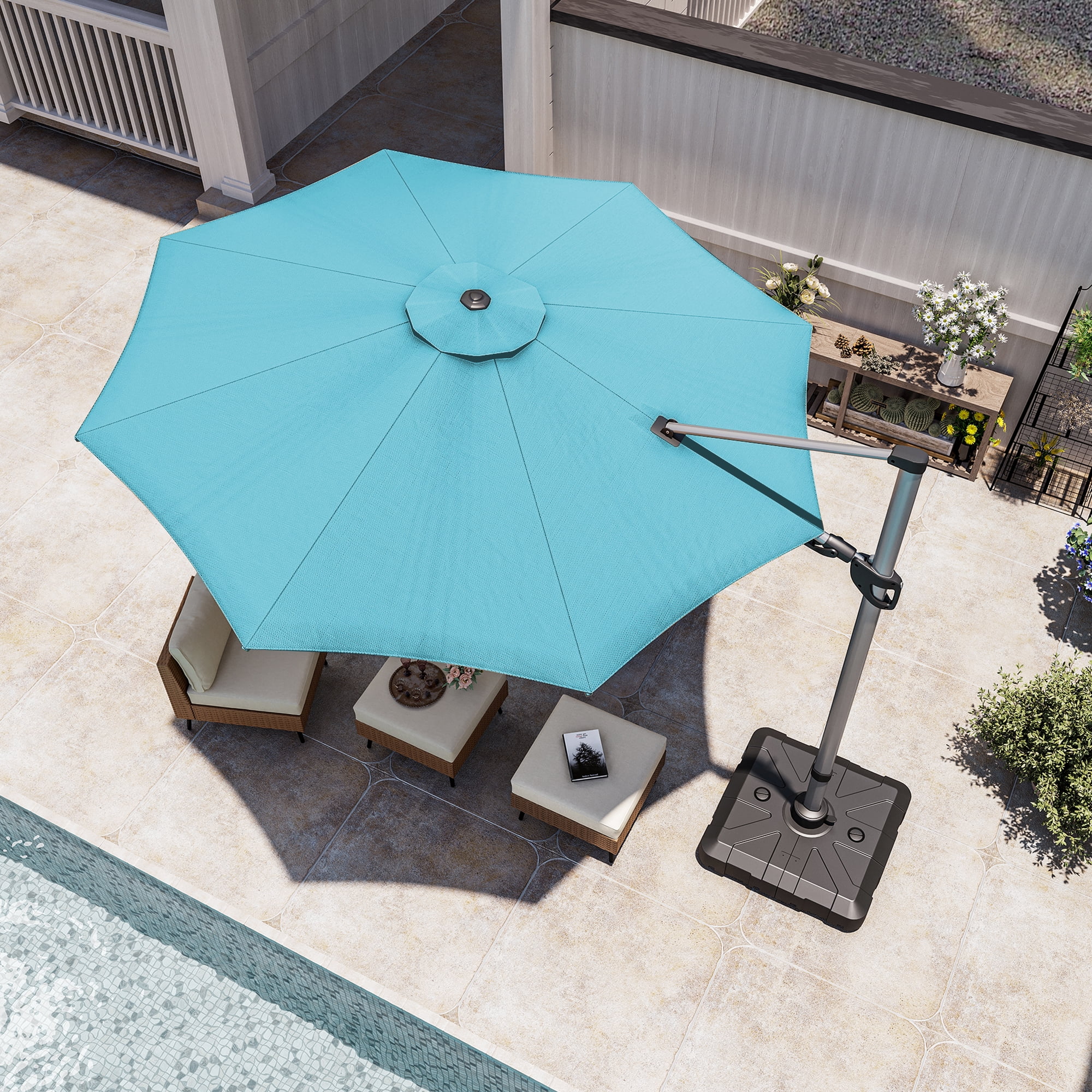 LAUSAINT HOME 11FT Patio Umbrella, Outdoor Large Cantilever Umbrella