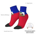 thumbnail image 5 of Women's Men's Haitian Flag Lightweight Ventilation Quarter Ankle Socks, 5 of 7