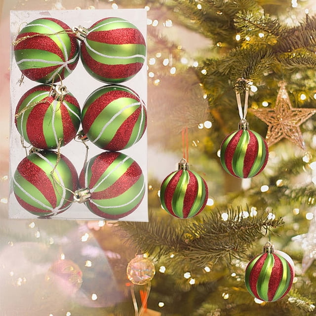 Adornos Navideños de Plástico Mate Pintado de 6 Cm y 12 Unidades.