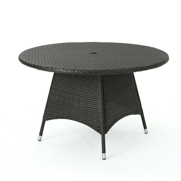 Ramsey Outdoor Wicker Round Dining, Round Resin Wicker Patio Table