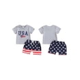 thumbnail image 2 of vera natura 4th of July Toddler Boys Outfits Flag Letter Print RT-Shirts Tops and Stars Print Shorts 2Pcs Clothes Set, 2 of 9