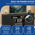 thumbnail image 6 of Dextrus Country-style Media Console, TV Cabinet with Built-in Power Socket for Screens up to 80'', Television Stand with Adjustable Divider & Drawer Storage, Black, 6 of 9