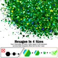 thumbnail image 3 of Ceya Holográfica Chunky Glitter 4.9oz/ 140g Verde Craft Glitter Powder Mezclado de copos gruesos y finos Lentejuelas de uñas iridiscentes para decoración de fiesta del día de San Patricio Vasos de res, 3 of 4