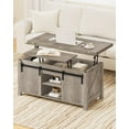 thumbnail image 3 of Coffee Table Lift Top, 4 in 1 Convertible Coffee Table, Farmhouse Coffee Tables, with Hidden Compartments, with Sliding Doors, for Living Room, Apartment, White and Walnut MKF01WL, 3 of 10