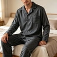 thumbnail image 4 of Xcmzpl Mens Cotton Pajama Set Soft Button Down Sleepwear Lounge Pjs Bottoms Long Sleeve Loungewear Comfy Lightweight Breathable Sleep Sets with Pockets M-4XL, 4 of 5