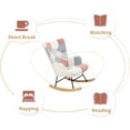 thumbnail image 4 of New Rocking Chair, Mid Century Fabric Rocker Chair with Wood Legs and Patchwork Linen for Livingroom Bedroom, 4 of 12