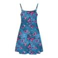 thumbnail image 6 of FamilyThread FamilyThread Girls Casual Butterfly Print Sleeveless Dresses Spaghetti Strap Summer Swing Twirly Sundress A-Line Dress For 4-14Y, 6 of 7