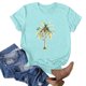 thumbnail image 1 of Puntoco Blusa de manga corta con estampado de moda para mujer, divertida camiseta de cuello redondo, 1 of 3