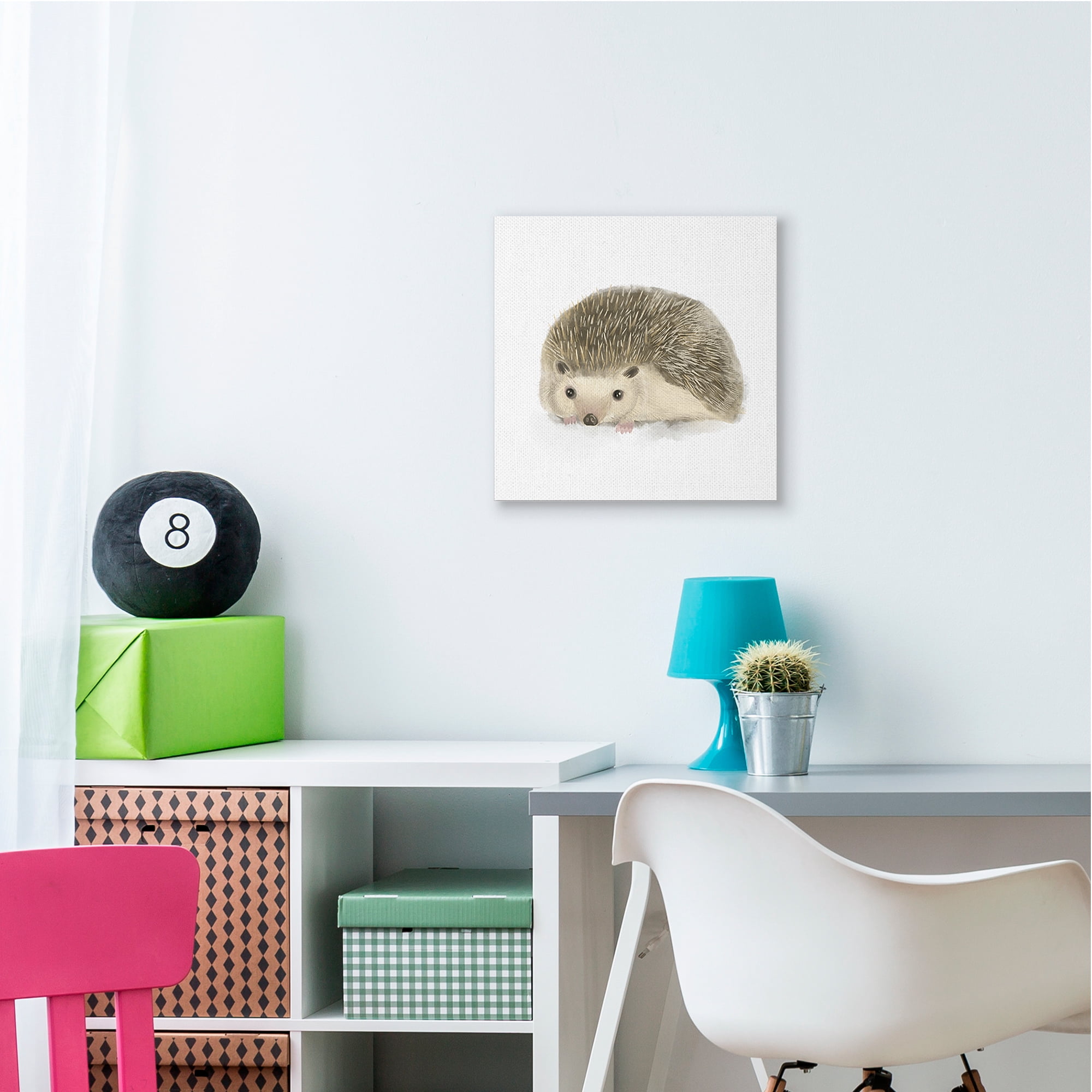 Adorable Hedgehog Illustration Nursery Woodland Animal Animals & Insects Gallery-Wrapped Canvas Print Wall Art, 17x17