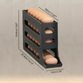 thumbnail image 5 of Egg Storage Rack for Fridge | Auto Rolling Fridge Egg Holder Rack for Kitchen | Egg Tray Organizer | 4 Tiers Tilted Design Container for Eggs (Gray), 5 of 5