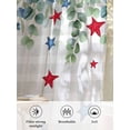 thumbnail image 6 of Sheer Curtains 84 Inches Long 2 Panels Set for Living Room, 4th of July Semi Sheer Curtains for Windows, Independence Day Star Leaves Gray Plaid Voile Window Treatments Rod Pocket Curtain, 6 of 7