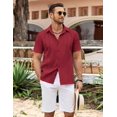 thumbnail image 2 of COOFANDY Men's Cuban Guayabera Shirt Summer Beach Vacation Shirt Casual Short Sleeve Button Down Resort Wear, 2 of 5