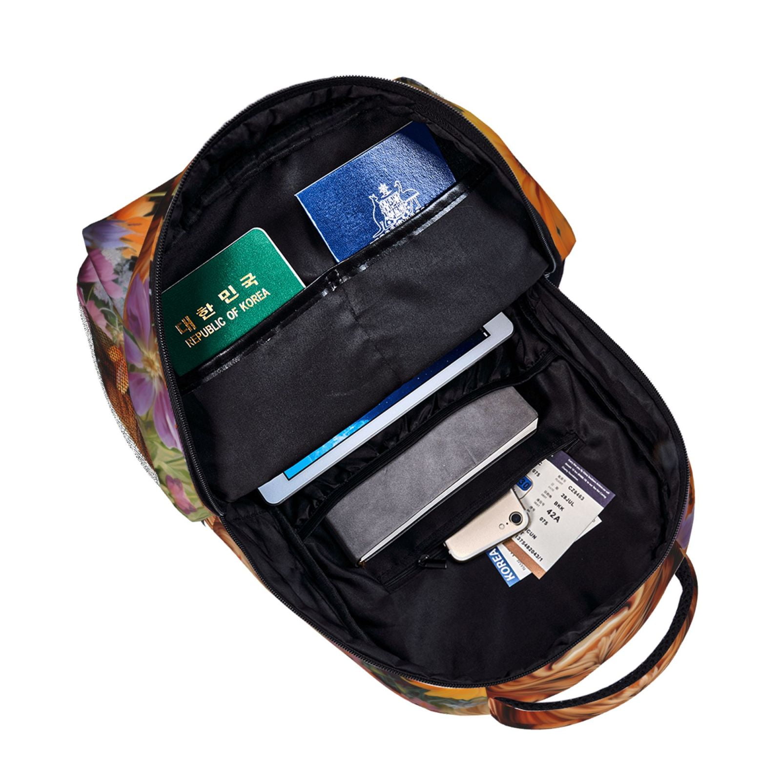 Ratiio Countryside Colorful Floral Cow Print Eco-Friendly Casual Backpack, Water-Resistant Polyester Canvas Daypack with Smooth Zippers, Comfortable & Durable Travel Bag with Laptop Compartment