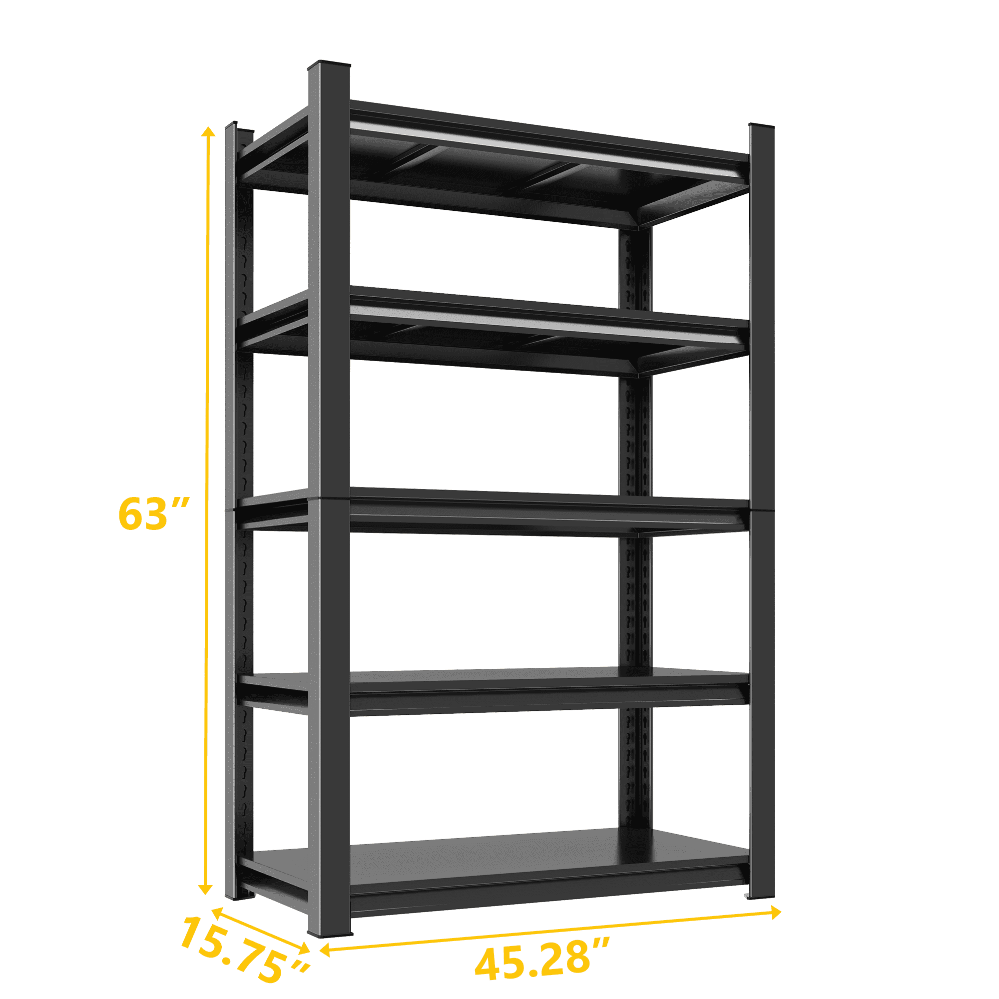 5-Tier Metal Industrial Storage Rack, Adjustable Shelving Storage Unit, Black Metal Shelving Rack Suitable for Living Room, Office, Bedroom and Kitchen
