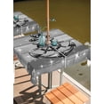 thumbnail image 2 of Outdoor Tablecloths with Umbrella Hole & Zipper, Nautical Anchor 54x54 Inch Square Tablecloths, Rudder Stars Retro Black Grey Wooden Grain Waterproof Table Cloth, Patio/Pool/Picnic Table Covers, 2 of 8