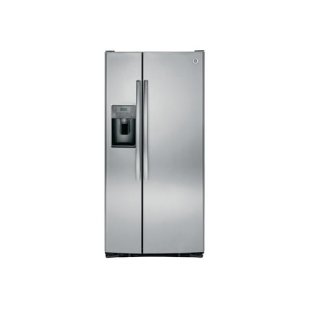 GE - 23.2 Cu. Ft. Side-by-Side Refrigerator with Thru-the-Door Ice and Water - Stainless steel
