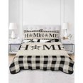 thumbnail image 2 of Quilts Full Size Bedding Set, HOME Lightweight Quilted Comforter, Farmhouse White Black Checkered Country Vintage Plaid Soft Reversible Bedspread Coverlet with Pillow Covers for All Season, 78" x 90", 2 of 7