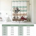 thumbnail image 5 of Windmill Farmhouse No Hook Shower Curtain with Snap in Liner, Vintage Teal Brown Wooden Butterfly Double-Layer Waterproof Fabric Shower Curtains for Bathroom Hotel Bathtub, Mesh Top 66"x72", 5 of 9