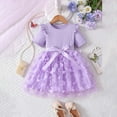 thumbnail image 2 of Dresses Kids Everyday Short Sleeve Dress With Floral Birthday Celebrations Photoshoots Girls Spring Dress Purple 18 Months-24 Months, 2 of 7