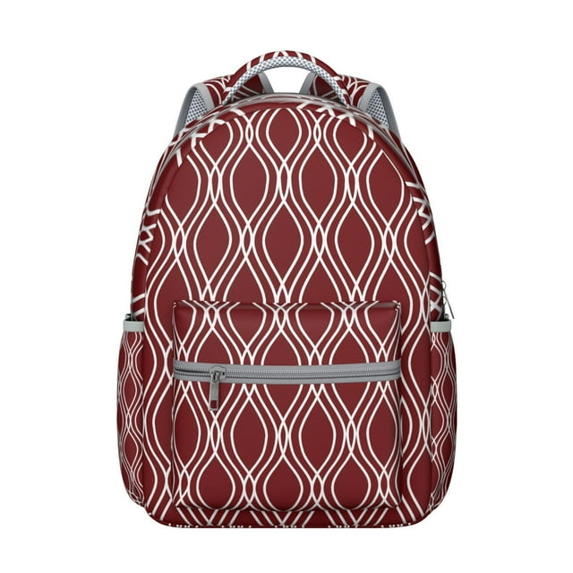 Geometric Plaid Backpack Striped and Checkered Fusion Design Stylish Students School Bag