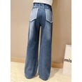 thumbnail image 5 of Alvivi Teens Girls Wide Leg Jeans Elastic Waist Denim Pants Distressed Trousers with Pockets Blue 13-15, 5 of 6