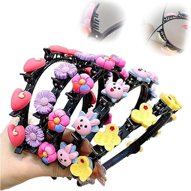 Horquilla para el pelo con diseño de princesa dulce, horquilla para el pelo con diseño de princesa dulce para niña, tocado con horquilla para el pelo, diadema de plástico con trenza de doble capa y pi
