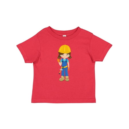 

Inktastic Construction Girl Brown Hair Cute Girl Hammer Gift Baby Girl T-Shirt