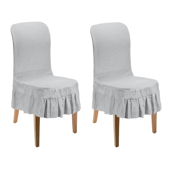 2 Pack Dining Room Chair Covers, Parson Chair Slipcover with Skirt, Stretch Chair Seat Protector for Dining Room Restaurant Banquet, Gray
